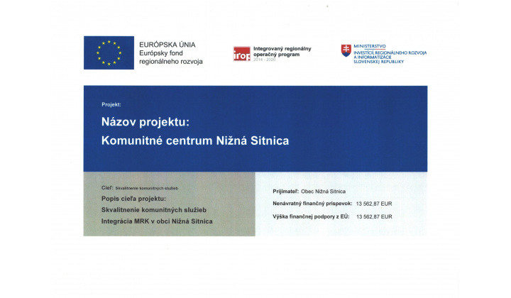 Fotka - Komunitné centrum Nižná Sitnica