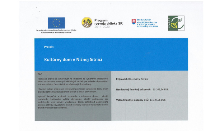 Kultúrny dom v Nižnej Sitnici 